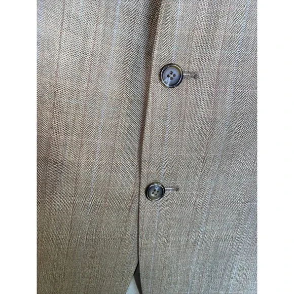 Lauren Ralph Lauren Tan Silk Wool Herringbone Mens Sports Coat Jacket Blazer 44L - Picture 9 of 14